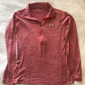 Pink Under Armour half-zip HeatGear top